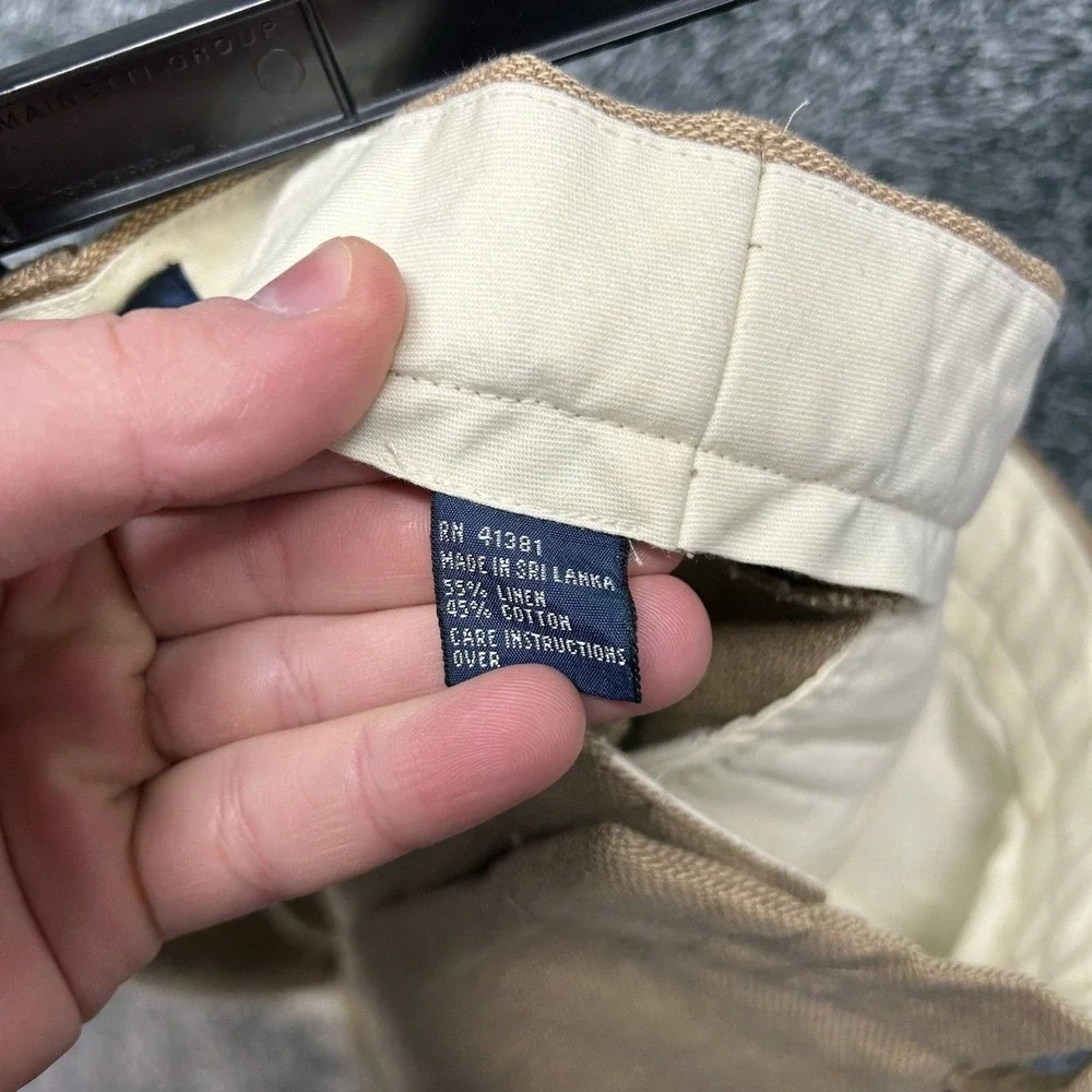 Polo Ralph Lauren Mens Size 40X30 (40X25) Beige Linen Blend Trouser Pants